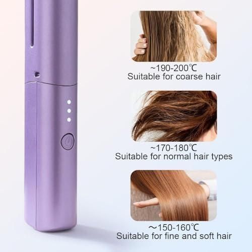 Meneflix Portable Mini Hair Straightener – Cordless Rechargeable Hot Comb with 200°C Adjustable Heat
