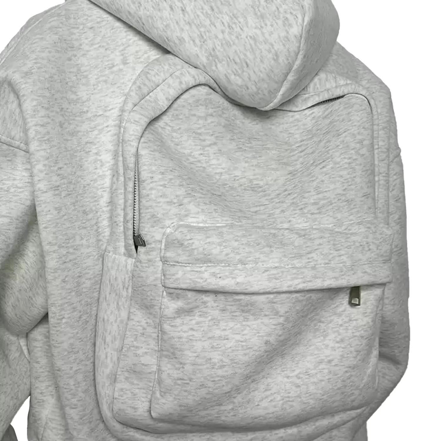 Men’s Solid Backpack Zip Up Hoodie | Grey | Regular Fit